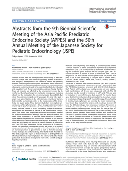 Abstracts from the 9Th Biennial Scientific Meeting of The