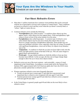 Fact Sheet: Refractive Errors