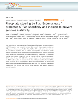 Phosphate Steering by Flap Endonuclease 1 Promotes 50-ﬂap Speciﬁcity and Incision to Prevent Genome Instability