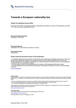 Towards a European Nationality Law