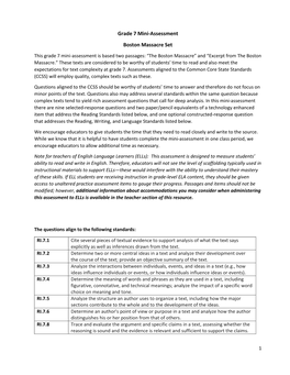 Grade 7 Mini-Assessment Boston Massacre Set