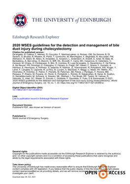 2020 WSES Guidelines for the Detection and Management of Bile