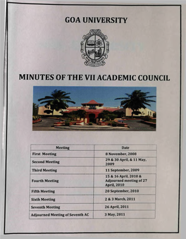 Goa University Minutes of the Vii Academic Council