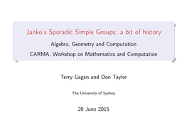 Janko's Sporadic Simple Groups