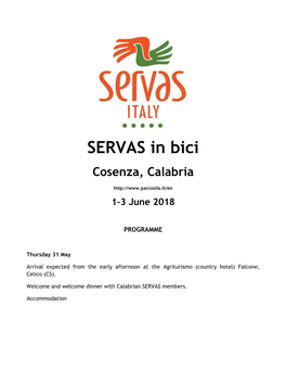 SERVAS in Bici Cosenza, Calabria