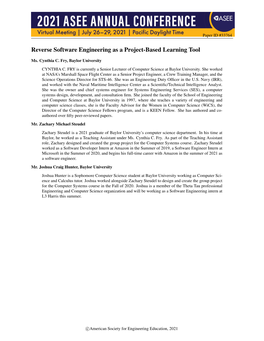 Reverse Software Engineering As a Project-Based Learning Tool