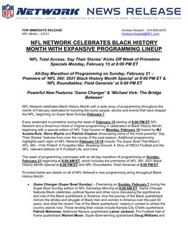 Nfl Network Celebrates Black History Month with Expansive Programming Lineup