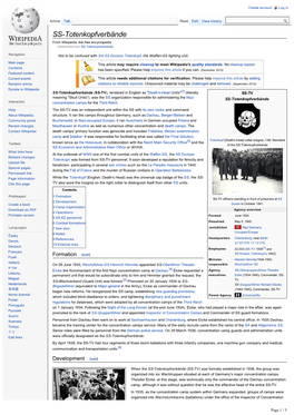 SS-Totenkopfverbände from Wikipedia, the Free Encyclopedia (Redirected from SS-Totenkopfverbande)