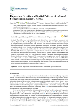 Population Density and Spatial Patterns of Informal Settlements in Nairobi, Kenya