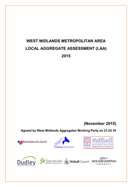 West Midlands Metropolitan Area Local Aggregate Assessment 2015