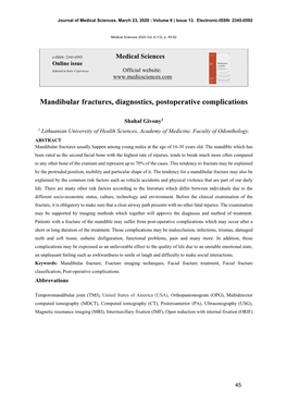 Mandibular Fractures, Diagnostics, Postoperative Complications