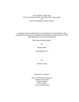 The Samoan Aidscape: Situated Knowledge and Multiple Realities of Japan’S Foreign Aid to Sāmoa