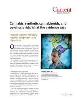 Cannabis, Synthetic Cannabinoids, and Psychosis Risk: What the Evidence Says