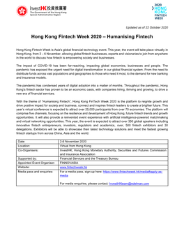 Hong Kong Fintech Week 2020 – Humanising Fintech