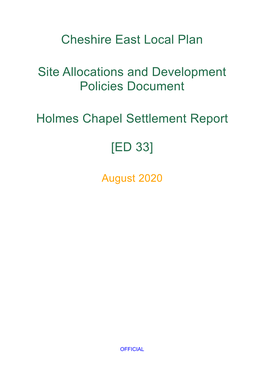 Holmes Chapel Settlement Report