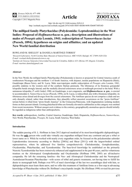 (Polydesmida: Leptodesmidea) in the West Indies: Proposal of Hoffmanorhacus N