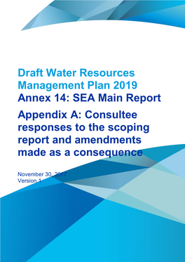 Draft Water Resources Management Plan 2019 Annex 14: SEA Main Report