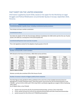 Fact Sheet on the United Kingdom