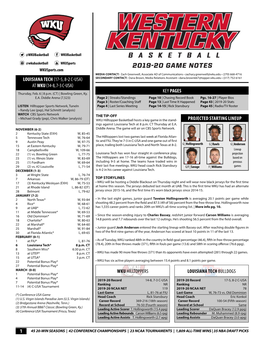 2019-20 Game Notes