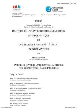 THÈSE DOCTEUR DE L'université DU LUXEMBOURG EN INFORMATIQUE ET DOCTEUR DE L'université LILLE1 EN INFORMATIQUE Malika Mehd