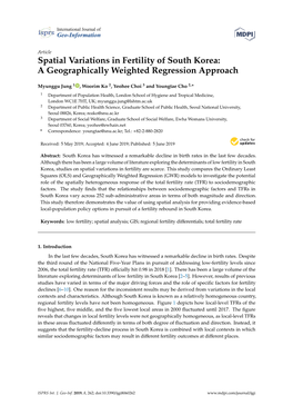 Spatial Variations in Fertility of South Korea: a Geographically Weighted Regression Approach