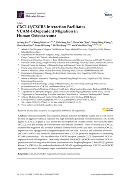 CXCL13/CXCR5 Interaction Facilitates VCAM-1-Dependent Migration in Human Osteosarcoma