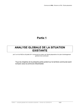 Partie 1 ANALYSE GLOBALE DE LA SITUATION EXISTANTE