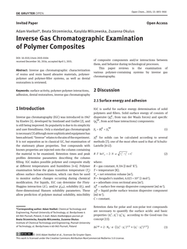 Inverse Gas Chromatographic Examination of Polymer Composites