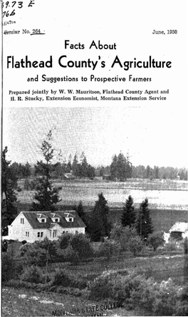 Flathead County·S ' Agriculture and Suggestions to Prospective Farmers