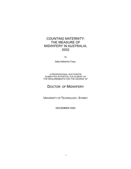 Counting Maternity: the Measure of Midwifery in Australia, 2002