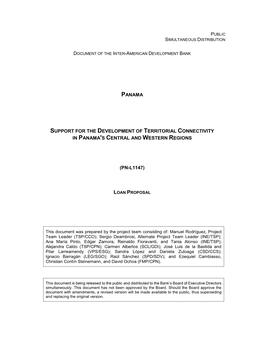 Panama Support for the Development of Territorial Connectivity in Panama's Central and Western Regions (Pn-L1147)