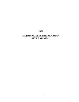 2020 National Electrical Code® Style Manual
