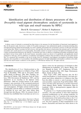 Identification and Distribution of Dietary Precursors of The