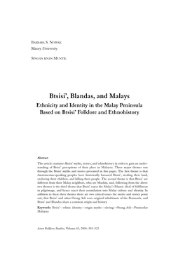 Btsisi', Blandas, and Malays