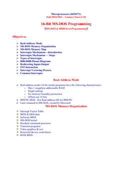 16-Bit MS-DOS Programming (MS-DOS & BIOS-Level Programming )