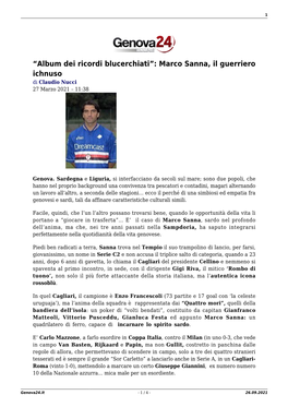 Marco Sanna, Il Guerriero Ichnuso Di Claudio Nucci 27 Marzo 2021 – 11:38