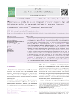 Observational Study to Assess Pregnant Women's Knowledge And