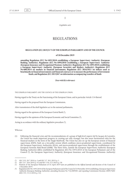 Regulation (Eu) 2019/2175 of the European Parliament and of the Council