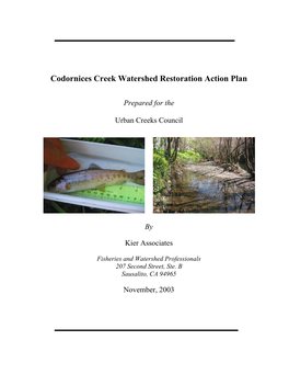 Codornices Creek Watershed Restoration Action Plan
