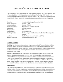 Concepción Chile Temple Fact Sheet