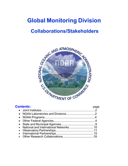 Global Monitoring Division Collaborations/Stakeholders