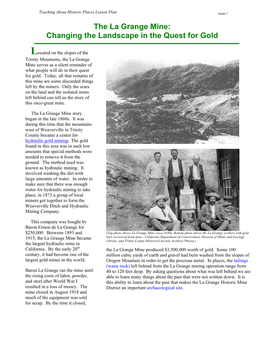 The La Grange Mine Site Historical Lesson Plan Grade 7