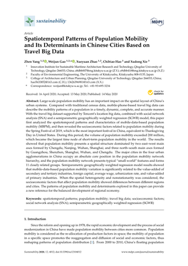 Spatiotemporal Patterns of Population Mobility and Its Determinants in Chinese Cities Based on Travel Big Data