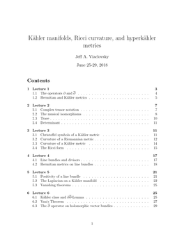 Kähler Manifolds, Ricci Curvature, and Hyperkähler Metrics