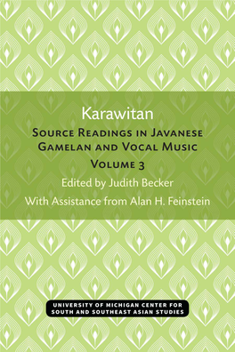 Source Readings in Javanese Gamelan and Vocal Music, Volume 3