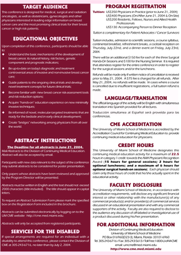 Educational Objectives Target Audience Abstract Instructions Services for the Disabled Language/Translation Cme Accreditation Cr