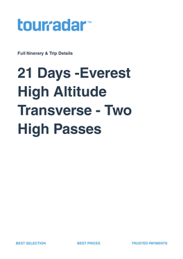 21 Days -Everest High Altitude Transverse - Two High Passes