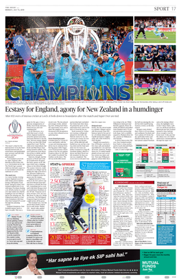 Ecstasy for England, Agony for New Zealand in a Humdinger