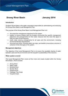 Snowy River Basin January 2014