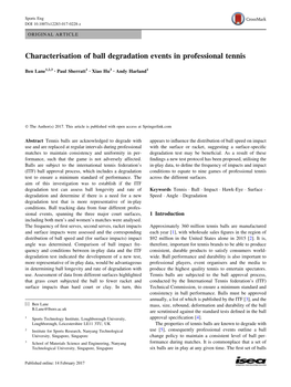 Characterisation of Ball Degradation Events in Professional Tennis